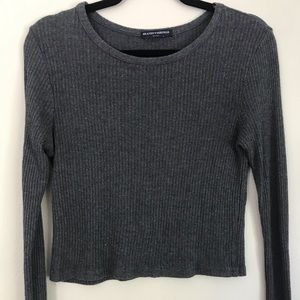 Dark grey brandy Melville ribbed long sleeve top